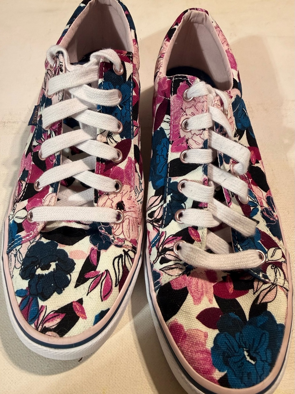 Keds Floral Jump Kick Canvas Sneakers in Blue, Pink & White Size-11